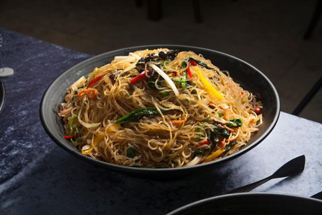 Japchae with plenty of spinach, onion, and carrot.. Changes in the body?